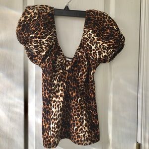 Vixen by Michelins Pitt SMALL Powderpuff Leopard Print Top